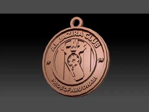 Chaveiro com emblema do Al Jazira Club da UAE Pro League para impress&atilde;o e renderiza&ccedil;&atilde;o Modelo de Impressão 3D