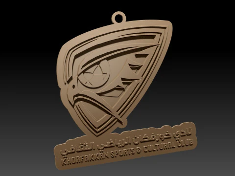 Gantungan kunci lencana Klub Khorfakkan Liga Pro UEA dapat dicetak dan dirender Model Cetak 3D