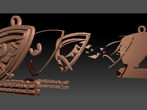 UAE Pro League Khorfakkan Club badge keychain printable and renderable Model Cetak 3D