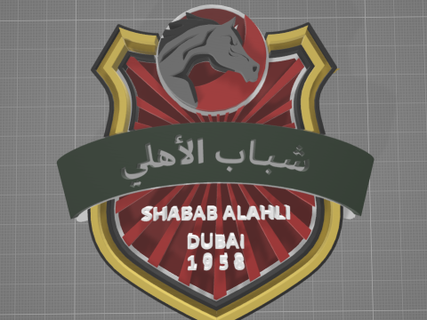 UAE Pro League Shabab Al Ahli Dubai Club badge keychain printable and renderable Modelo de Impressão 3D