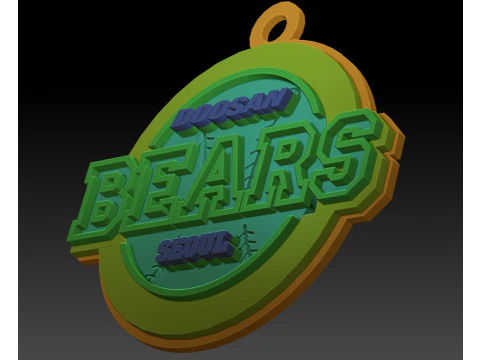 KBO League Doosan Bears keychain printable badge 3D Print Model