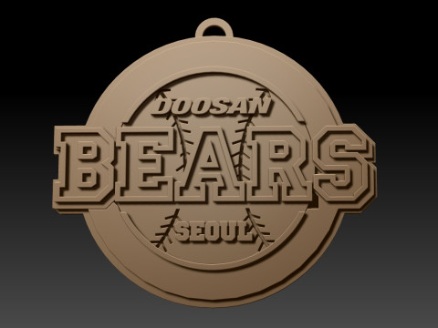 KBO League Doosan Bears keychain printable badge Modèles 3D en vedette