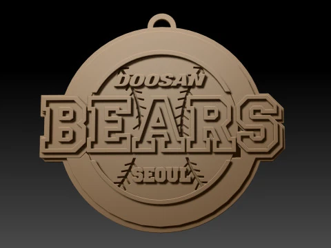 KBO League Doosan Bears keychain printable badge 3D Print Model