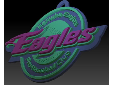 KBO League Hanwha Eagles keychain printable badge 3Dプリントモデル