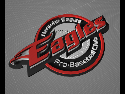 KBO League Hanwha Eagles keychain printable badge 3Dプリントモデル