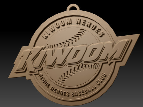 KBO League Kiwoom Heroes keychain printable badge 3D Baskı Modeli