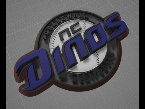 KBO League NC Dinos keychain printable badge 3D Print Model