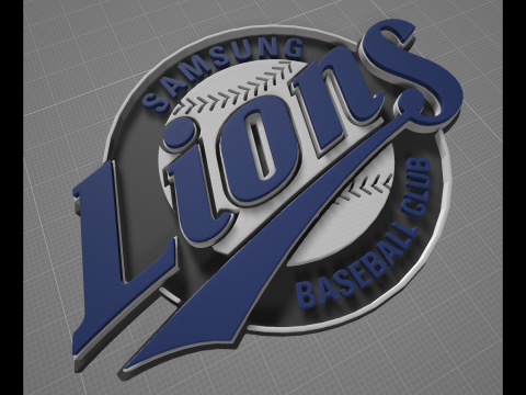 KBO League Samsung Lions keychain printable badge Model Cetak 3D