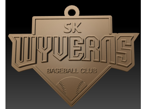 KBO League SK Wyverns keychain printable badge 3D-printmodel