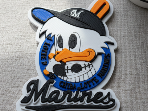 NPB Chiba Lotte Marines keychain badge printable and renderable Modelo de Impressão 3D