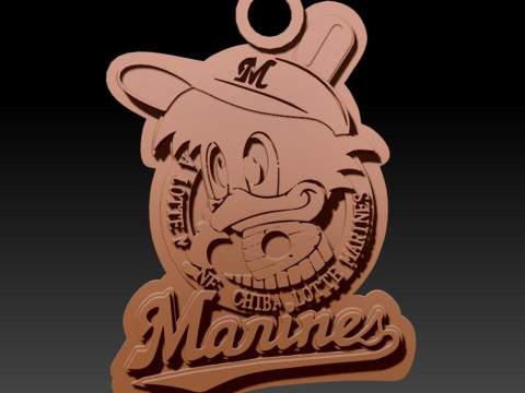 NPB Chiba Lotte Marines keychain badge printable and renderable Modelo de Impressão 3D