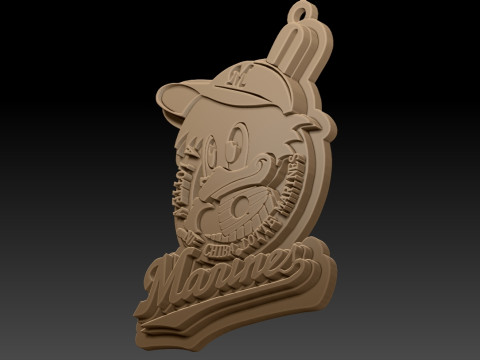 NPB Chiba Lotte Marines keychain badge printable and renderable Modelo de Impressão 3D