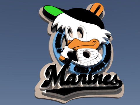 NPB Chiba Lotte Marines keychain badge printable and renderable Modelo de Impressão 3D