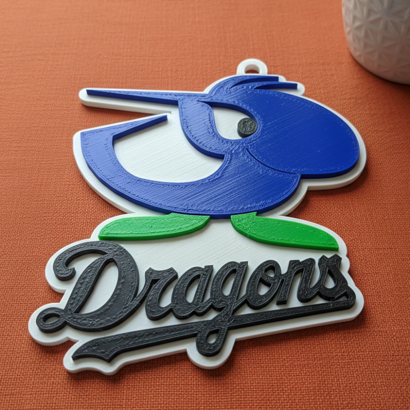 NPB Chunichi Dragons keychain badge printable and renderable Modello di stampa 3D .c4d .max .obj .3ds .fbx .stl .blend