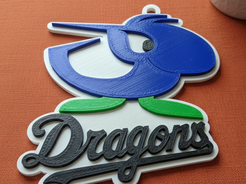 NPB 中日龙钥匙扣徽章可打印和可渲染 3D 打印模型