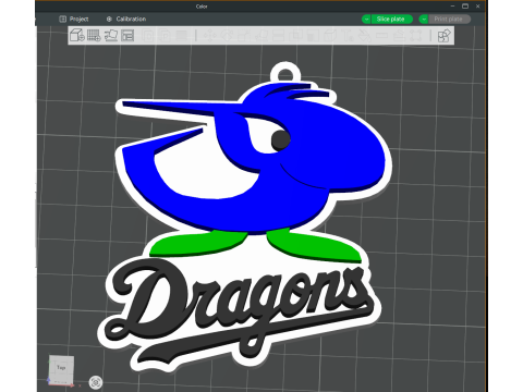 NPB Chunichi Dragons keychain badge printable and renderable Modello di stampa 3D