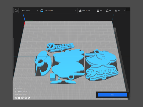 NPB Chunichi Dragons keychain badge printable and renderable 3D Print Model