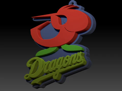 NPB Chunichi Dragons keychain badge printable and renderable 3D Print Model