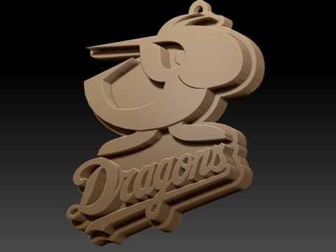 NPB Chunichi Dragons keychain badge printable and renderable 3D Print Model