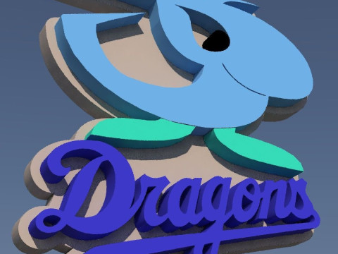 NPB Chunichi Dragons keychain badge printable and renderable 3D Print Model