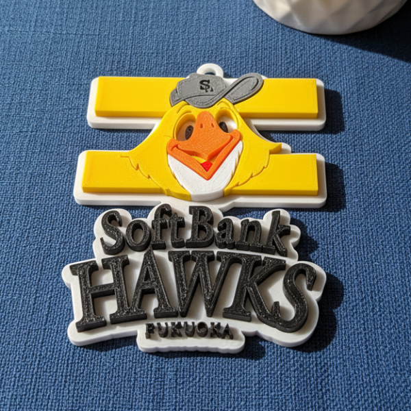 NPB Fukuoka S Hawks keychain badge printable and renderable 3D प्रिंट मॉडल .c4d .max .obj .3ds .fbx .stl .blend