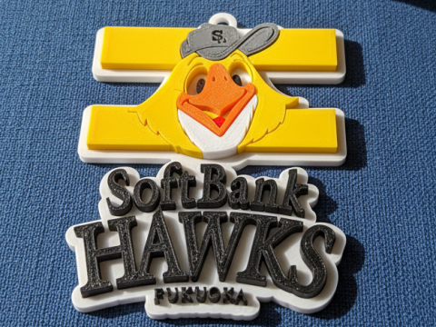 NPB Fukuoka S Hawks keychain badge printable and renderable 3D 프린트 모델