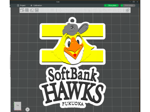 NPB Fukuoka S Hawks keychain badge printable and renderable 3D प्रिंट मॉडल