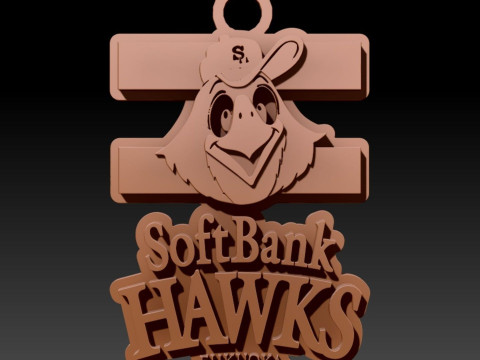 NPB Fukuoka S Hawks keychain badge printable and renderable 3D 打印模型