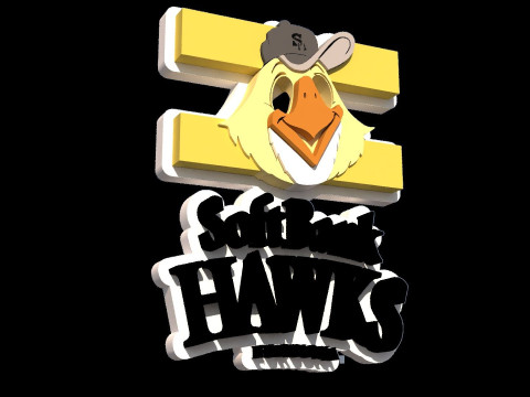 NPB Fukuoka S Hawks keychain badge printable and renderable 3D 打印模型