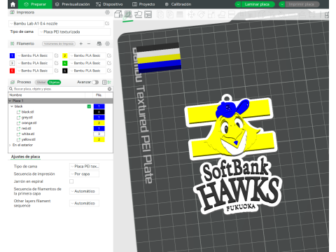 NPB Fukuoka S Hawks keychain badge printable and renderable 3D Print Model