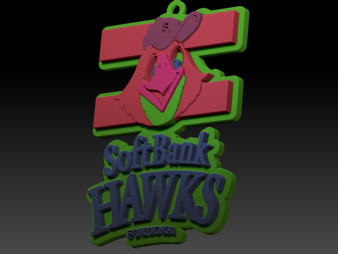 NPB Fukuoka S Hawks keychain badge printable and renderable 3D 打印模型