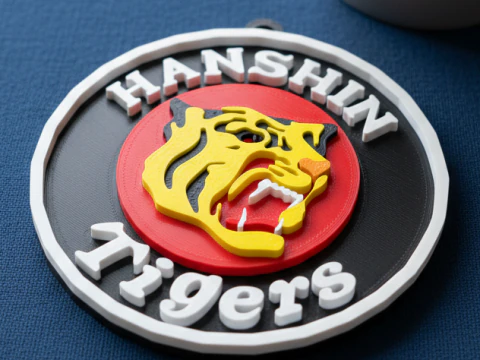 NPB Hanshin Tigers 钥匙扣徽章可打印和渲染 3D 打印模型