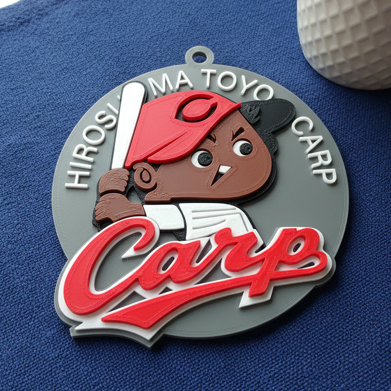 NPB Hiroshima Carp keychain badge printable and renderable 3D Print Model .c4d .max .obj .3ds .fbx .stl .blend 