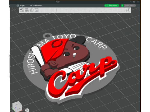 NPB Hiroshima Carp keychain badge printable and renderable 3D Print Model
