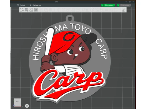NPB Hiroshima Carp keychain badge printable and renderable 3D Print Model