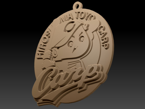 NPB Hiroshima Carp keychain badge printable and renderable 3D-Druckmodell