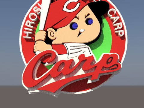 NPB Hiroshima Carp keychain badge printable and renderable 3D-Druckmodell