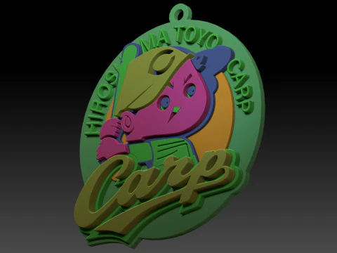 NPB Hiroshima Carp keychain badge printable and renderable 3D Print Model