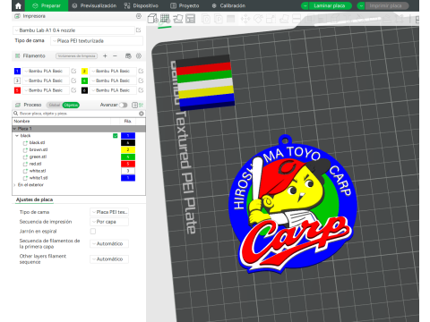 NPB Hiroshima Carp keychain badge printable and renderable 3D Print Model