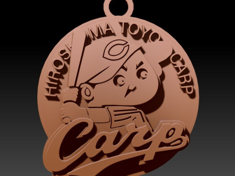 NPB Hiroshima Carp keychain badge printable and renderable 3D-Druckmodell