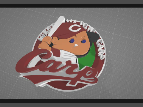 NPB Hiroshima Carp keychain badge printable and renderable 3D Print Model