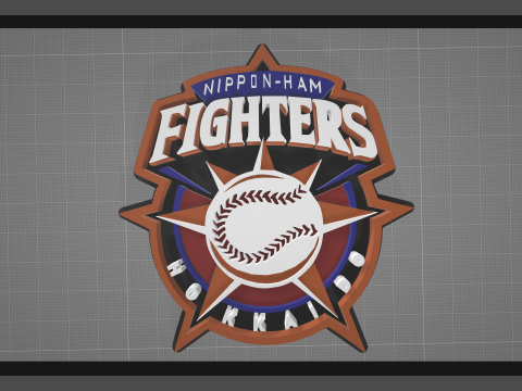 NPB Nippon Ham Fighters keychain badge printable and renderable 3D-printmodel