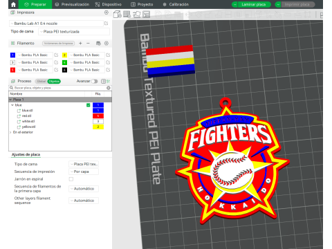 NPB Nippon Ham Fighters keychain badge printable and renderable Modèles 3D en vedette