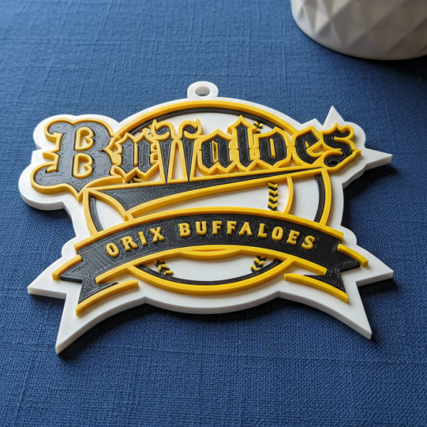 NPB Orix Buffaloes keychain badge printable and renderable 3D printmodel .c4d .max .obj .3ds .fbx .stl .blend 