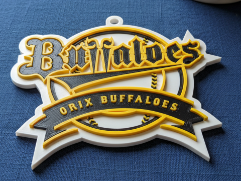 NPB Orix Buffaloes keychain badge printable and renderable 3D 프린트 모델