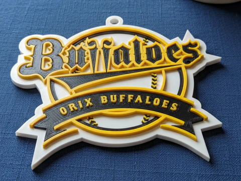 NPB Orix Buffaloes 钥匙扣徽章可打印和可渲染 3D 打印模型