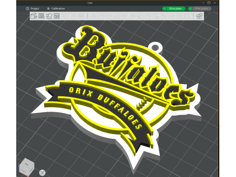 NPB Orix Buffaloes keychain badge printable and renderable 3D printmodel