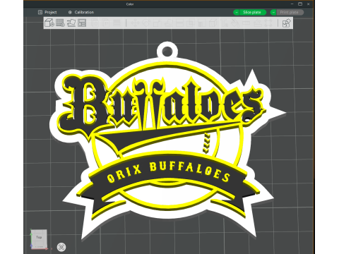 NPB Orix Buffaloes keychain badge printable and renderable 3D printmodel