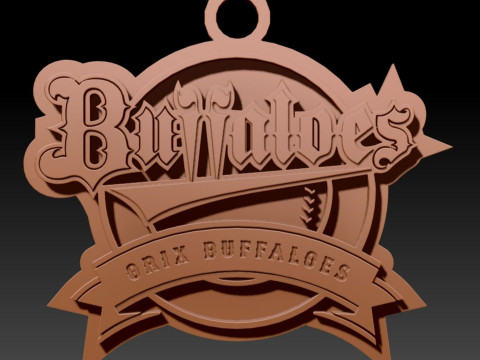 NPB Orix Buffaloes keychain badge printable and renderable 3D 프린트 모델