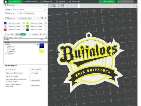 NPB Orix Buffaloes keychain badge printable and renderable Modello di stampa 3D